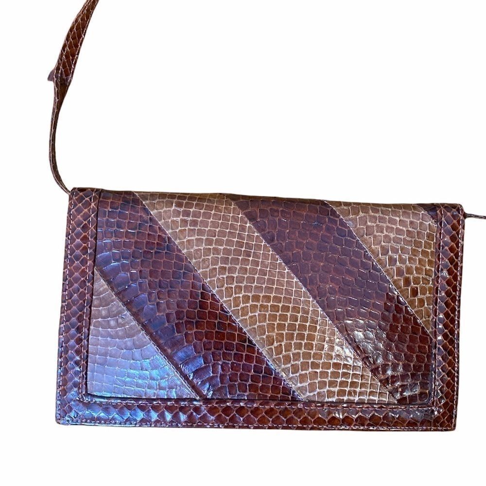 Vintage Leather And Snakeskin Purse With Removable Strap